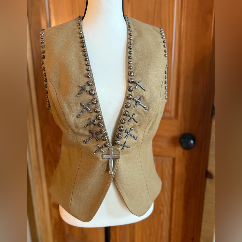 Double D Ranchwear- wool blend vest with crosses